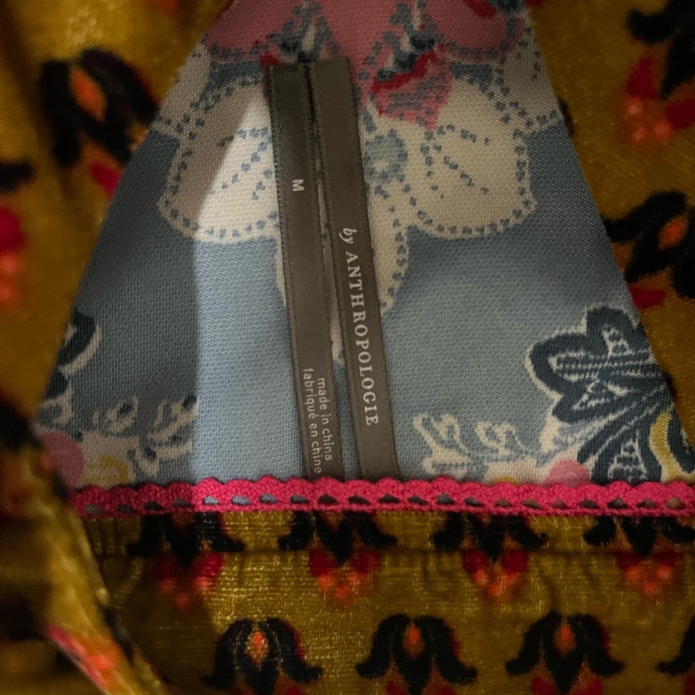 Anthropologie Gold and Pink Patterned dress